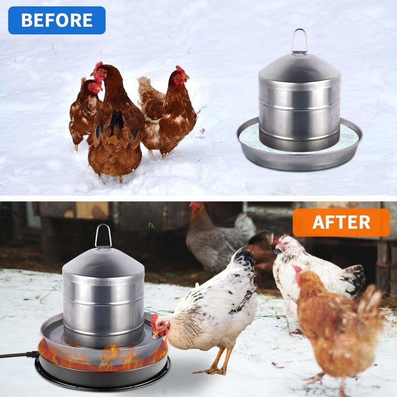 COICOTTC Chicken Water Heater for Winter, 110Watt Thermostat Heated Poultry Waterer Base with 9.8ft Power Cord,Suitable for Plastic/Metal Poultry Waterer(Black, 11INCH-1PACK) - Image 5